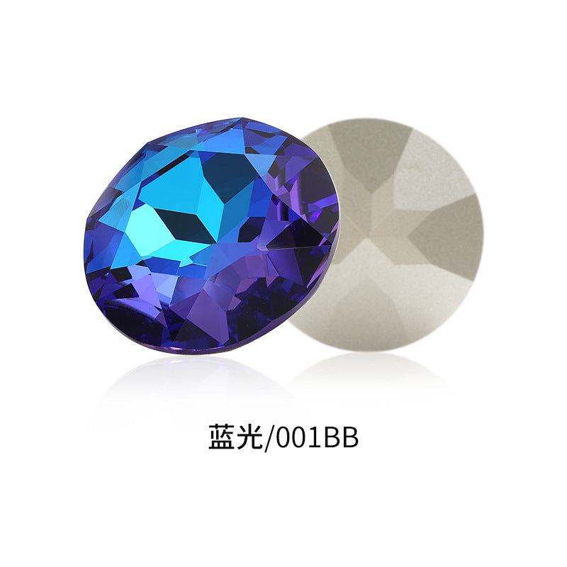 Cross-border electroplated high-end K9 gemstone flower 35mm round pointed base crystal glass diamond - clothing DIY accessory