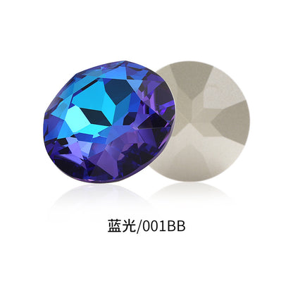 Cross-border electroplated high-end K9 gemstone flower 35mm round pointed base crystal glass diamond - clothing DIY accessory