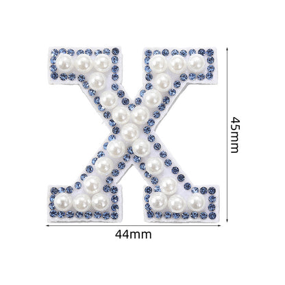 Blue diamond seamless adhesive 26 English letters for clothing and makeup bag decoration, non-woven fabric patch, adhesive backing