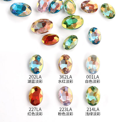 Oval light color nail art diamonds, dan-shaped pointed bottom diamond hair accessories, headwear, luggage, clothing accessories, oval light color water rhinestones