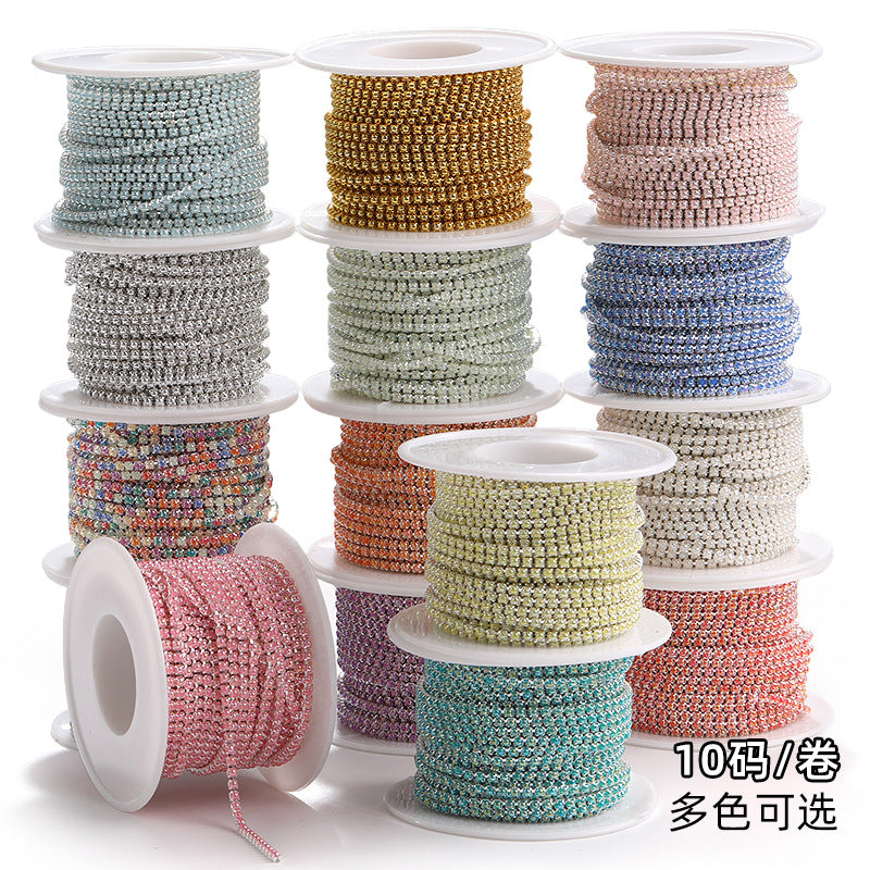 Factory supply pearl claw chain AB color chain 2mm dense claw chain DIY phone case diamond chain handmade material accessories
