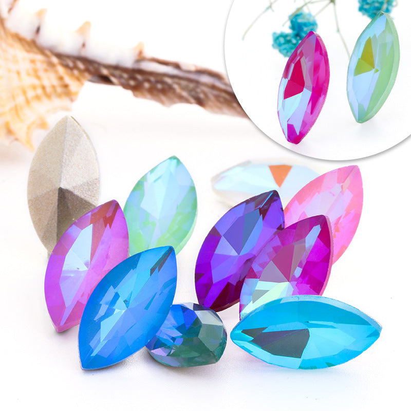 Pointed Base Horse-Eye Mocha AB Rhinestone Accessories Finished Accessories DIY Accessories Special-shaped Rhinestone Materials Factory Wholesale
