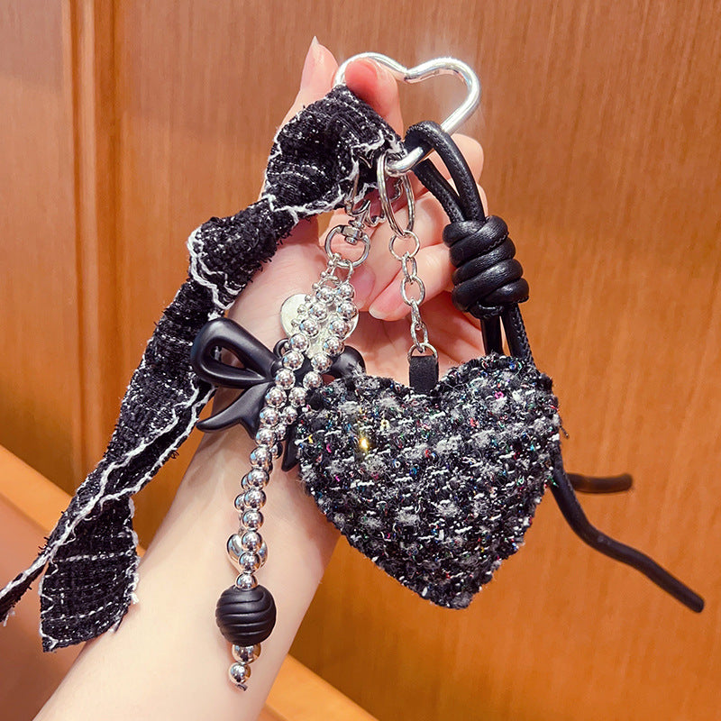 Original handmade DIY small fragrance style love keychain pendant miu series bow bag bracelet keychain pendant