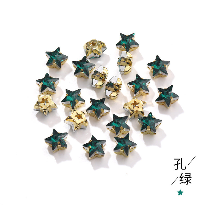 New 10mm five-pointed star hand-stitched glass thickened claw drill 3D DIY wedding dress, clothing, shoes, bags, hair clips, accessories
