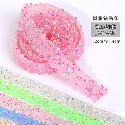 Resin Diamond Rhinestone Strips - Tear-Off Ready-to-Paste Sequins Hot Diamond Shoes Clothing Accessories and DIY crafty