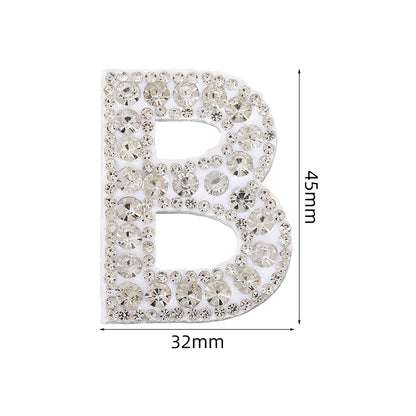 Full diamond letters DIY clothing accessories, white rhinestone hot simmer patches, hot patch English 26 letters