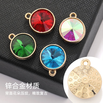 12mm satellite single hanging glass diamond single-hole alloy pendant inlaid with round crystal diamond earrings jewelry DIY accessories