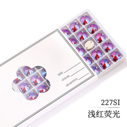 K9 Rivoli Flat Buckle Rhinestone - Double Hole Perforated Hand Sewing Drill Wedding Dress Decoration Super Flash