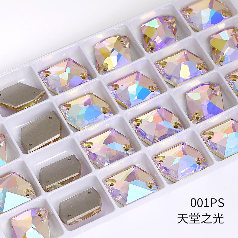 Flat Bottom Double Hole Special-Shaped Diamond - Super Flash AB Color Hand-Stitched Shoe Clothing Accessories