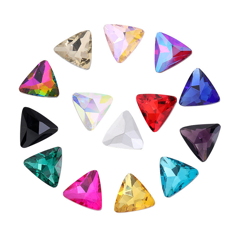 Pointed bottom triangular diamond, irregular rhinestone phone case, diamond attachment, diamond apparel, clothing, shoes, bags, crystal jewelry, accessories, pointed bottom triangular diamond