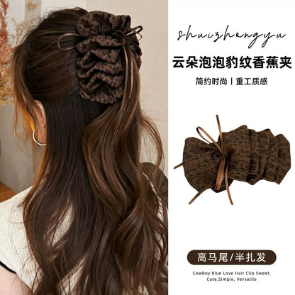 Leopard print banana clips for women, 2026 new high-end vertical hair clips, claw clips, high ponytail hair clips, hair clips, hair accessories