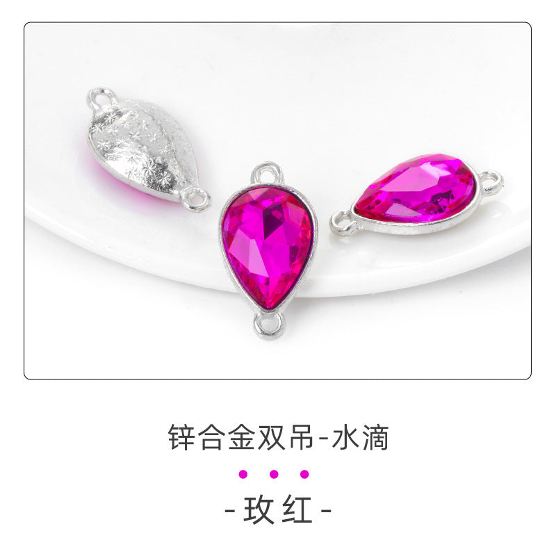 Direct supply of waterdrop double pendants, zinc alloy pendants, earrings, bracelets, jewelry accessories, high-value waterdrop double pendants