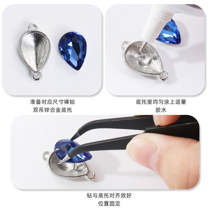 Direct supply of waterdrop double pendants, zinc alloy pendants, earrings, bracelets, jewelry accessories, high-value waterdrop double pendants