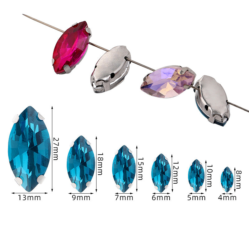 Navette Crystal Square Claw Rhinestones - Thickened Bottom Hand-Sewn Shoes Luggage Clothing Accessories