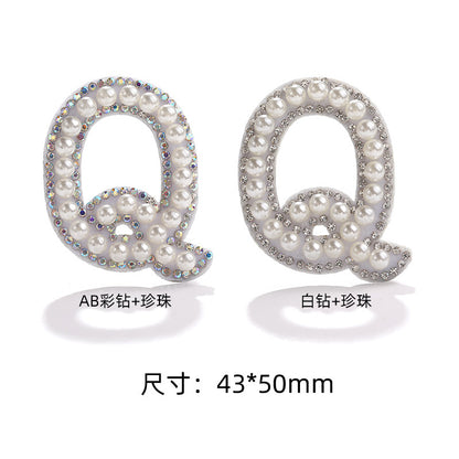 English Letter Hot Patch Stickers - 26 Letters White Imitation Pearl DIY Clothing Accessories
