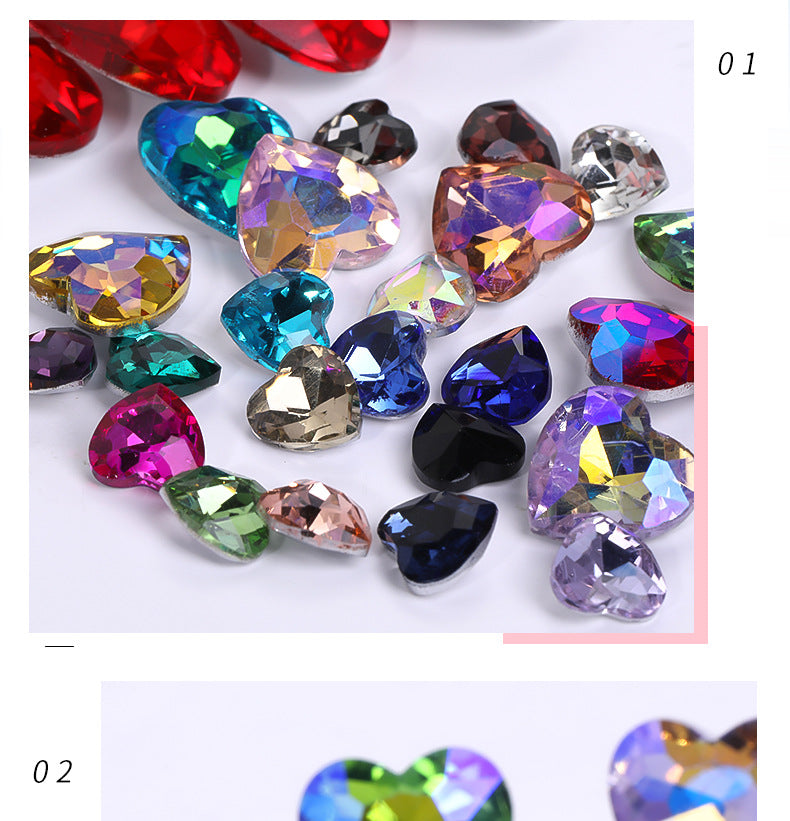 Heart Pointed Bottom Diamond Rhinestones - Crystal Glass Phone Sticker Clothing Headband Jewelry Accessories