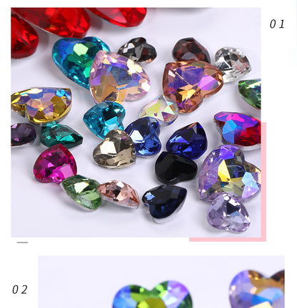 Heart Pointed Bottom Diamond Rhinestones - Crystal Glass Phone Sticker Clothing Headband Jewelry Accessories