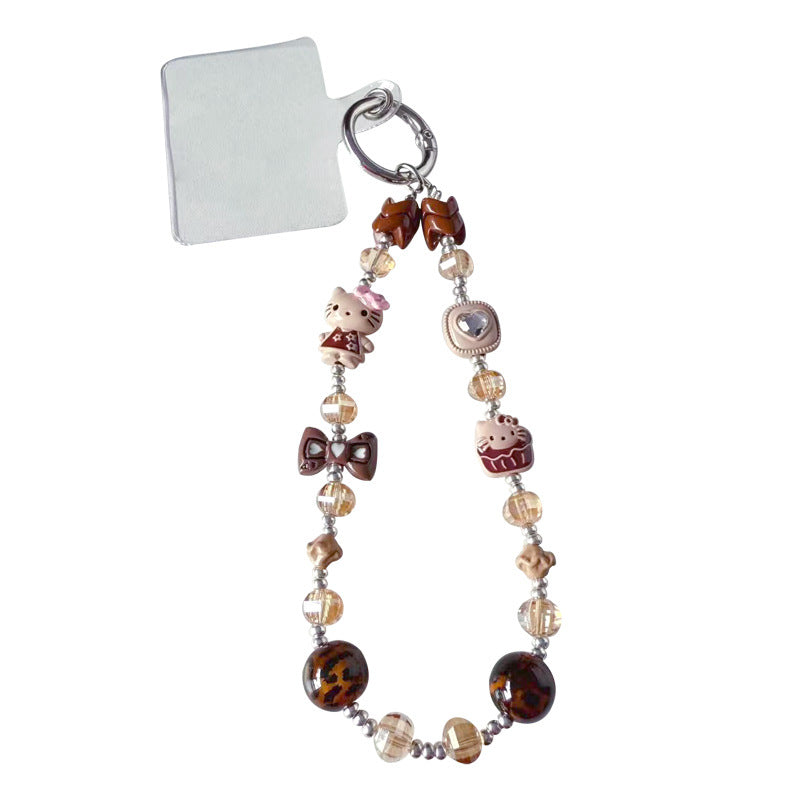 Creative DIY Maillard Beaded Mobile Phone Chain Pendant Women's Handmade KT Car Bag Keychain Charm Accessories