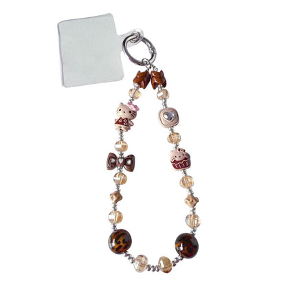 Creative DIY Maillard Beaded Mobile Phone Chain Pendant Women's Handmade KT Car Bag Keychain Charm Accessories