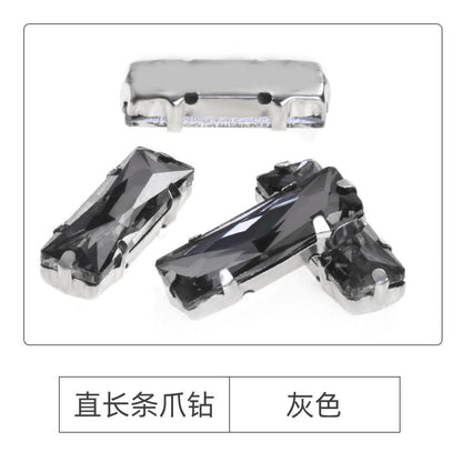 Xichuan Straight Long Claw Rhinestone Glass Hand-Stitched Diamond DIY Accessories Shoe Bag Handmade Materials White K with Claw Diamond