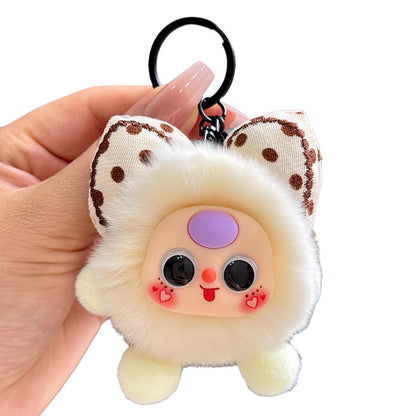 Imitation otter rabbit fur bow, small briquettes, car keychain pendants, exquisite dolls, cartoon dolls, school bags, bag ornaments