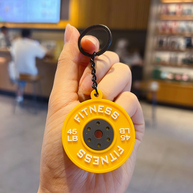 Creative DIY Sports Style Fitness Barbell Keychain Pendant Female Couple Miu Series Bag Pendant Keychain Accessories