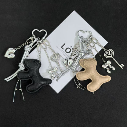 Cross-border explosive cartoon leather puppy bag hanging mobile phone case keychain creative lanyard PU leather couple DIY accessories