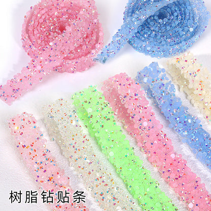 Resin Diamond Rhinestone Strips - Tear-Off Ready-to-Paste Sequins Hot Diamond Shoes Clothing Accessories and DIY crafty