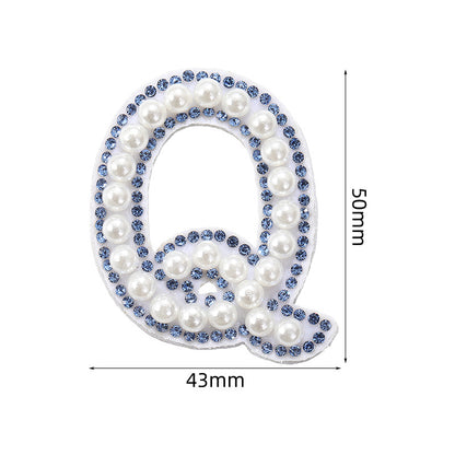 Blue diamond seamless adhesive 26 English letters for clothing and makeup bag decoration, non-woven fabric patch, adhesive backing