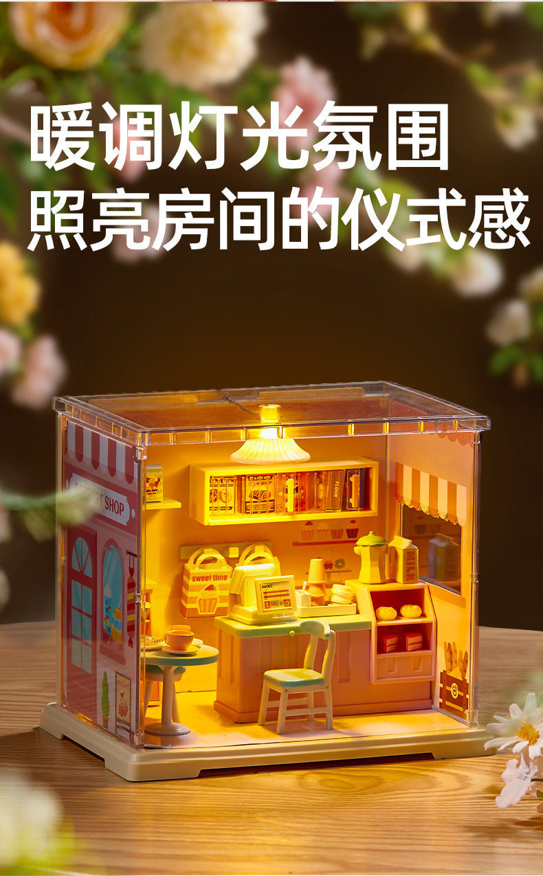 Childhood Infinite Girls DIY Mini Cottage Model Coffee House Dessert Shop Handmade Assembled Xiaoling Toy Gifts