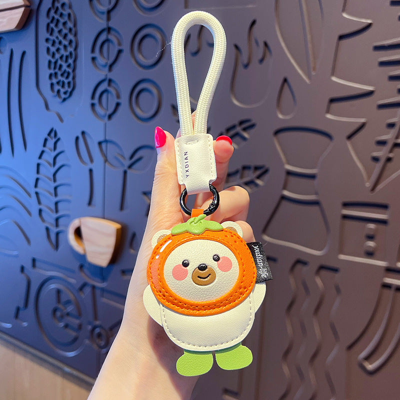 Creative PU leather capybara keychain doll pendant cute car key chain school bag pendant small gift