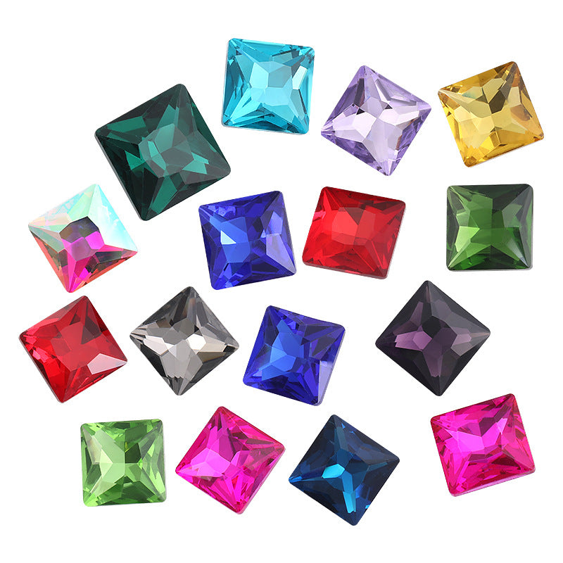 Square special-shaped diamonds, real silver-plated bottoms, bags, hair clips, accessories, shoes, clothing, accessories, pointed bottoms, square diamonds
