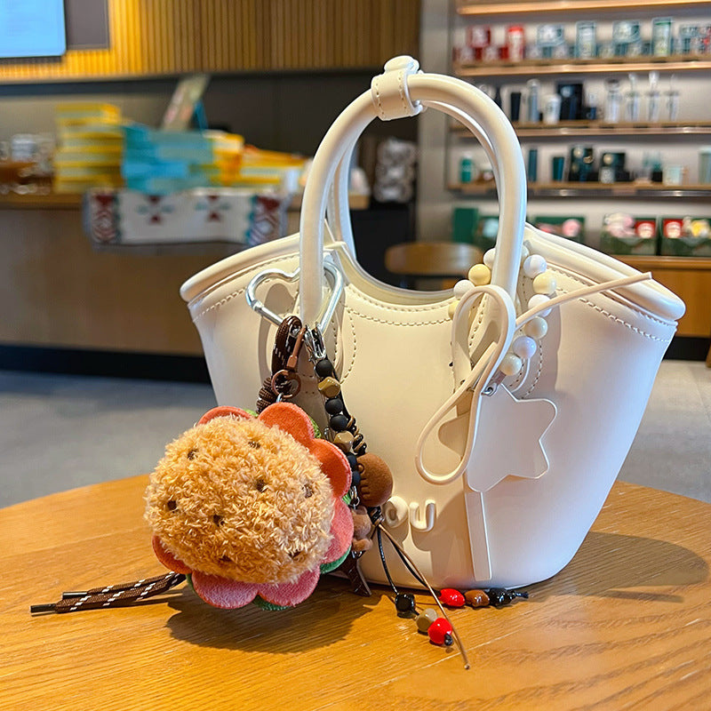 Creative DIY Plush Food Miu Series Bag Pendant Accessories Couple Hamburger School Bag Keychain Doll Small Pendant