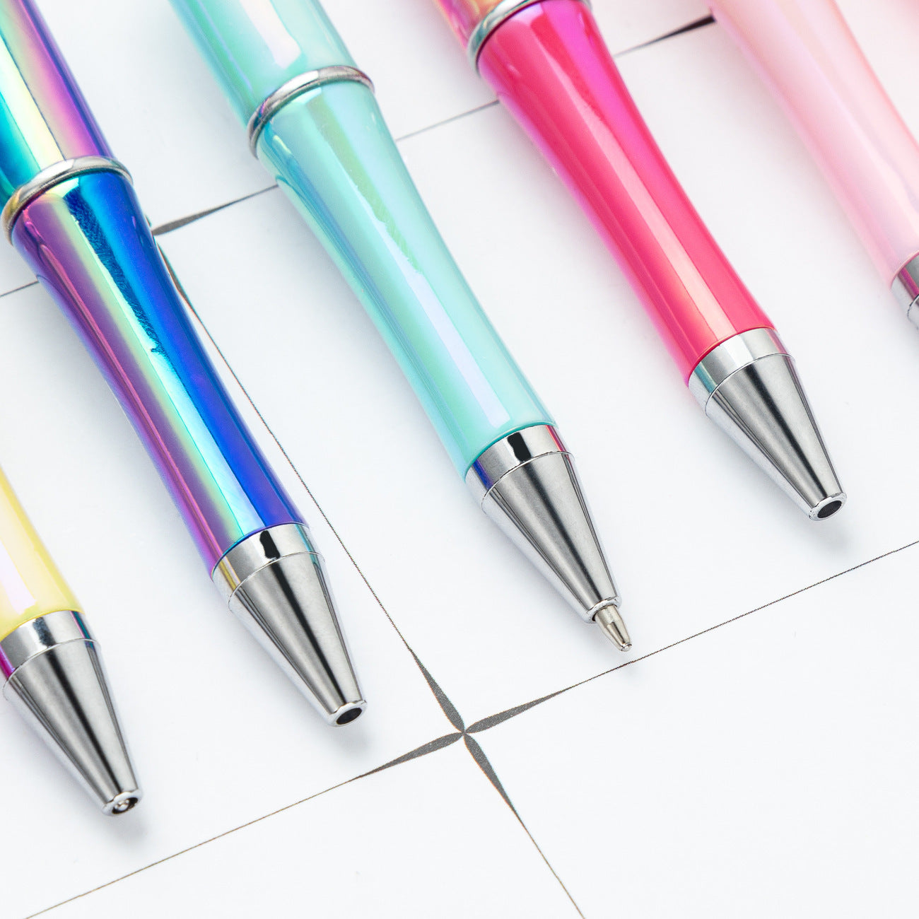 DIY Ballpoint Pen - Wholesale Plastic Printable Logo UV Gradient Beaded Pen