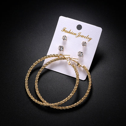 2-4-6-8-10cm oversized earrings exaggerated earrings european and american round rhinestone geometric hoop earrings for women cross-border