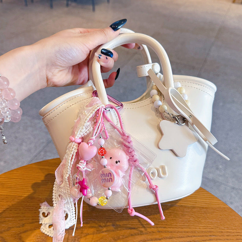 Handmade beading DIY pinch doll keychain pendant cute bear miu series bag pendant keychain accessories