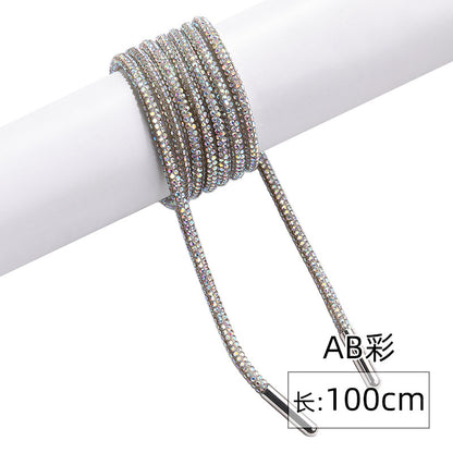 Crystal cord, drill rope, full diamond, ultra-glitter round soft tube, 6-row drill rope, coat strap, hat strap, shoelace, bag and pants strap, DIY accessory for accessories