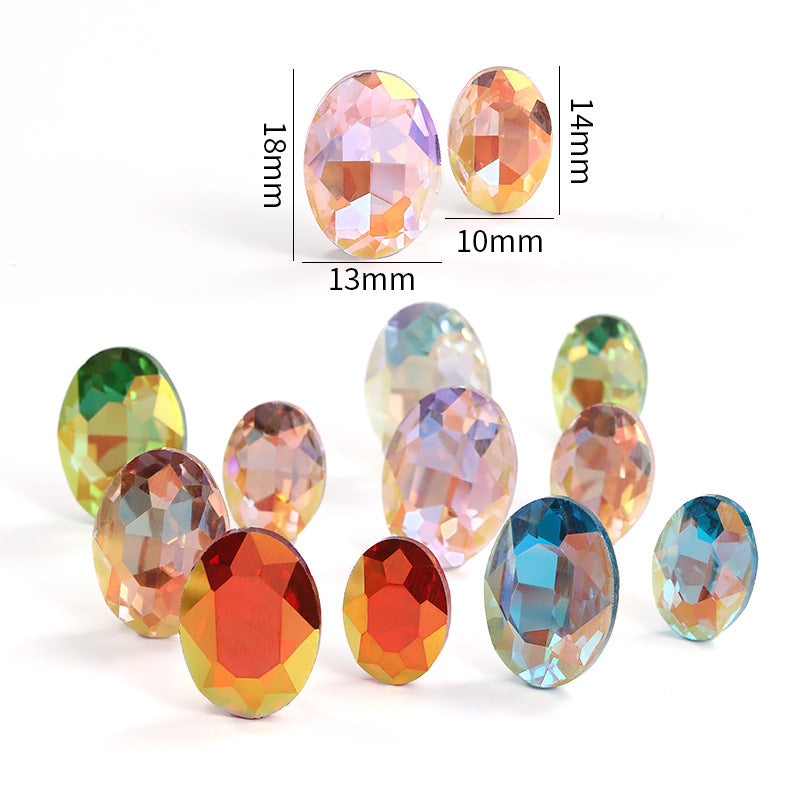 Oval light color nail art diamonds, dan-shaped pointed bottom diamond hair accessories, headwear, luggage, clothing accessories, oval light color water rhinestones