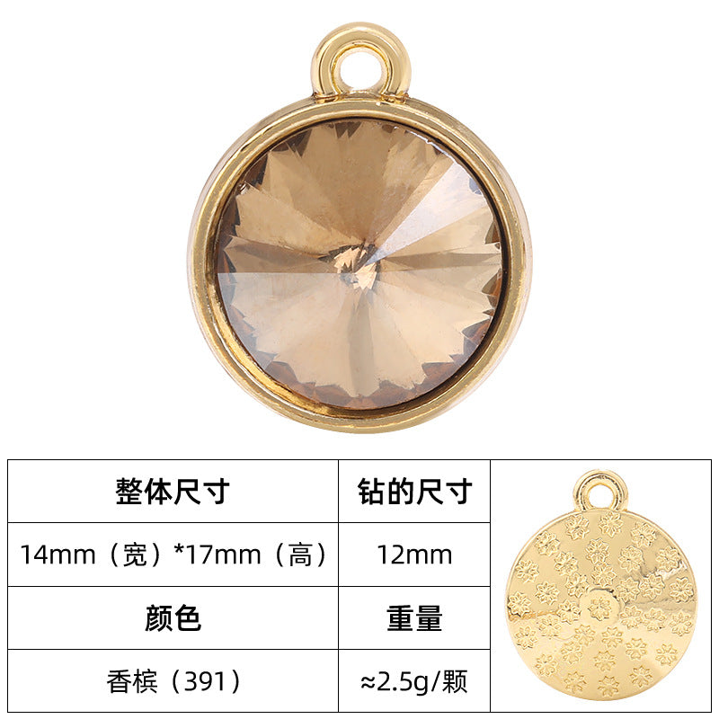12mm satellite single hanging glass diamond single-hole alloy pendant inlaid with round crystal diamond earrings jewelry DIY accessories