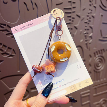 Creative Maillard DIY small drip slip keychain pendant female couple bag beaded mobile phone chain keychain pendant