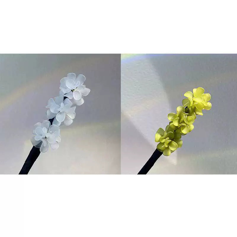 Floral hair wand bun updo tool, lazy minimalist flower bud headpiece, acrylic upgraded hydrangea hair accessory
