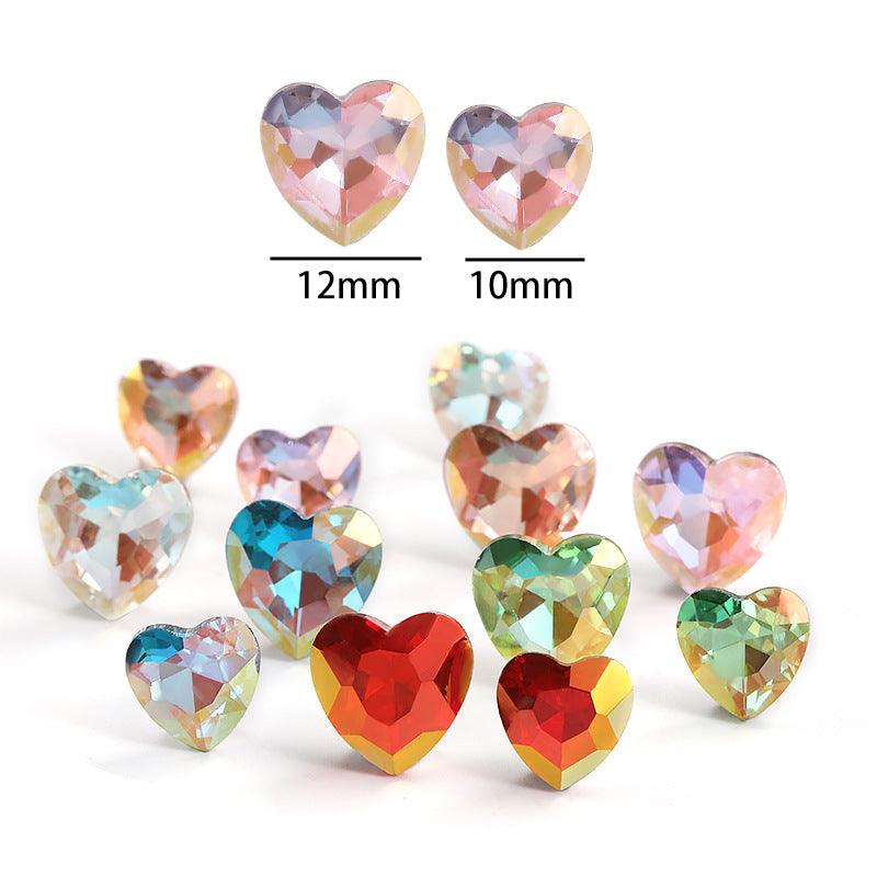 Xichuan heart-shaped light color LA series peach heart pointed bottom glass rhinestone DIY phone case accessories pointed bottom diamond sticker