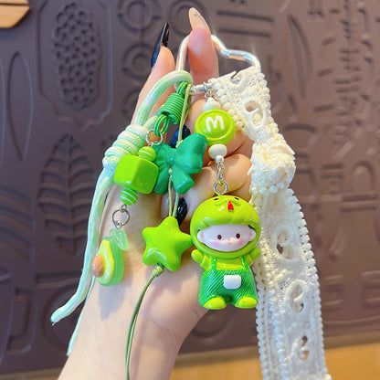 creative DIY zodiac doll head cover beaded keychain pendant couple miu series bag keychain pendant