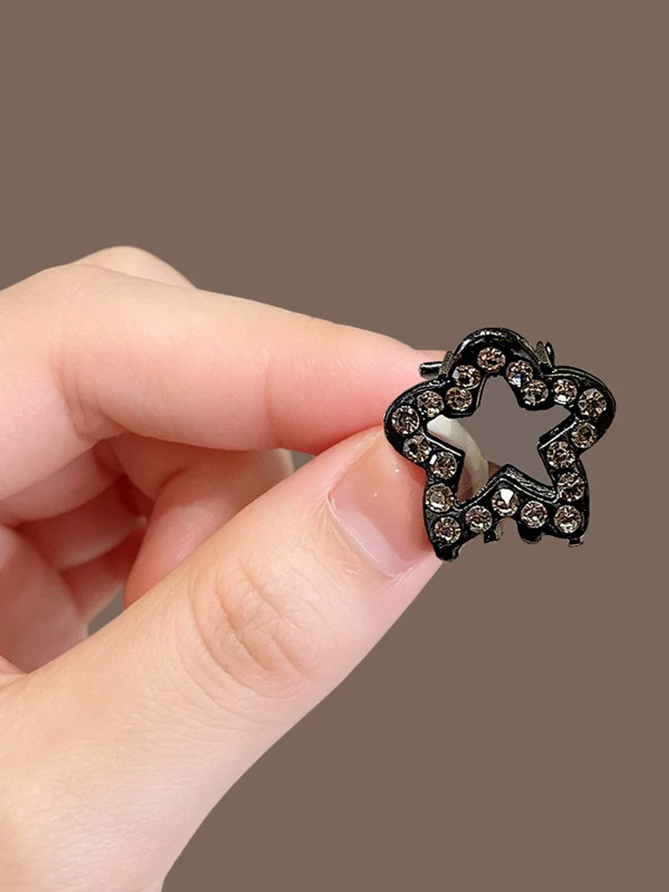 Mini mini claw clip, exquisite rhinestone hair clip, five-pointed star bang clip, premium side-style loose hair clip, new headwear