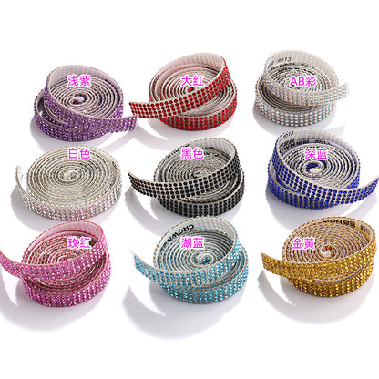 4-row diamond tape, exquisite self-adhesive diamond strips, DIY jewelry accessories, crystal water rhinestone stickers, diamond adhesive decoration, self-adhesive