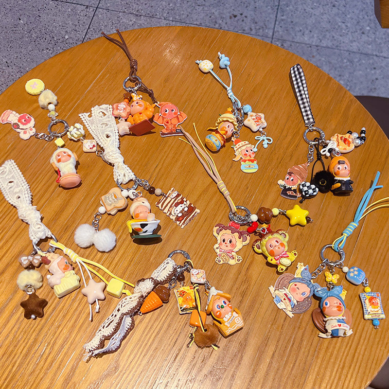 Handmade DIY star man cute grain beaded keychain pendant couple bag doll key chain small pendant