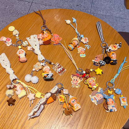 Handmade DIY star man cute grain beaded keychain pendant couple bag doll key chain small pendant