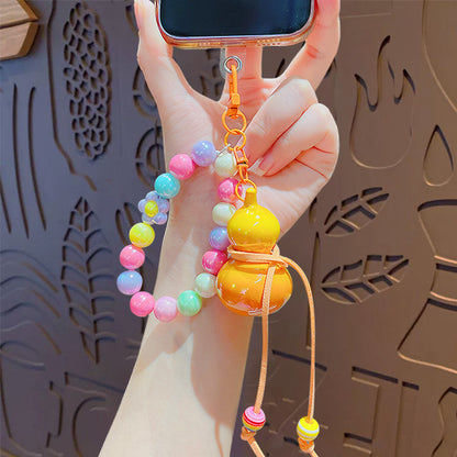 Creative simulation color beaded gourd keychain mobile phone chain pendant school bag keychain charm small gift wholesale
