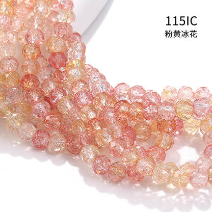 Multicolor Ice Flower Faceted Crystal Glass Beads - Wheel Scatter Bead Bracelet Necklace Accessories