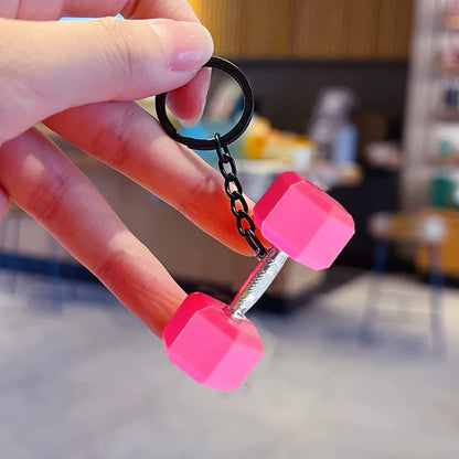 Creative Mini Fitness Barbell Piece Keychain Pendant Couple Car Bag Keychain Sports Small Pendant Wholesale